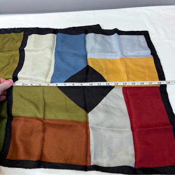 2 Vintage 100% silk scarves pocket squares neckerchiefs - Picture 5 of 7